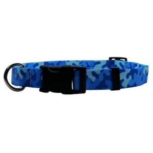 Camo Blue Polyester Dog Collar Size Teacup 4 to 9 Inches Long