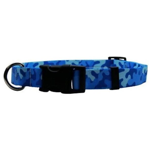 Camo Blue Polyester Dog Collar Size Teacup 4 to 9 Inches Long