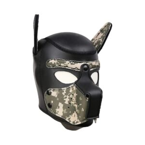 Camo Green Adjustable Dog Head Mask with Neoprene Fabric and Brow Circumference