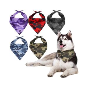 Camo Print Dog Bandana Set Triangle Adjustable Scarf Bib Gift for Small Medium Large Dogs