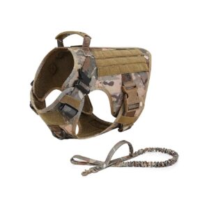 Camouflage Dog Working Harness with Leash and Bungee Flex for Advanced Agility Training