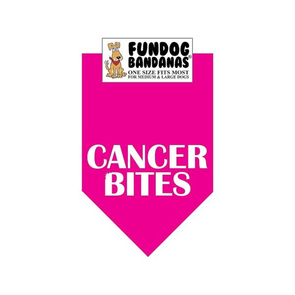 Cancer Bites Hot Pink Bandana One Size Fits Most for Medium to Large Dogs