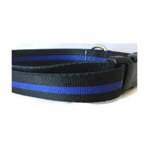 Canine Nylon Collar 1 Inch Wide Thin Blue Line Pattern Side Release Buckle