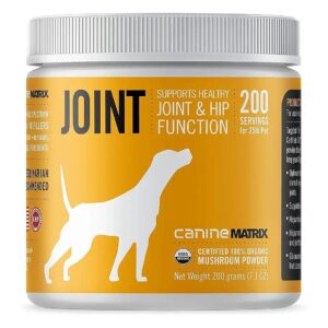 Canine Organic Mushroom Powder Supplement for Dogs and Cats with Joint Health Support