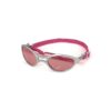 Canine Sunglasses with Pink Lens Shiny Silver Rubber Frame and Adjustable Straps