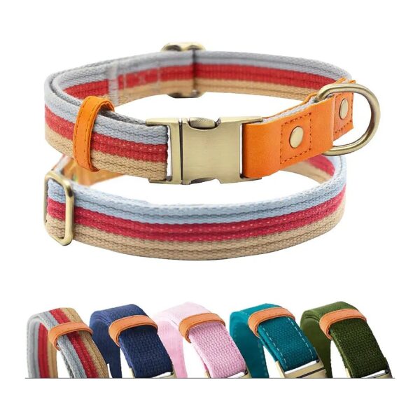 Canvas Nylon Dog Collar Adjustable Durable Classic Pet Collars Small Medium Large Dogs