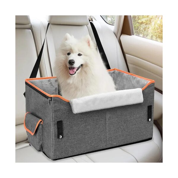 Car Dog Seat with Memory Foam and Storage Pockets for Small Breed Dogs