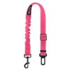 Car Seat Belt Harness for Dogs in Pink Nylon with Elastic Buffer and Adjustable Length