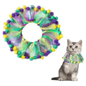 Carnival Party Costume Collar with Pompon Ball Scarf for Dogs Cats Animal Parties