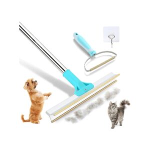 Carpet and Rug Pet Hair Removal Rake with Innovative Metal Edge and Adjustable Handle