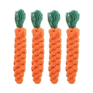 Carrot-Shaped Pet Chew Toy, 4 Pieces, Cotton Rope, Durable, Healthy Chewing