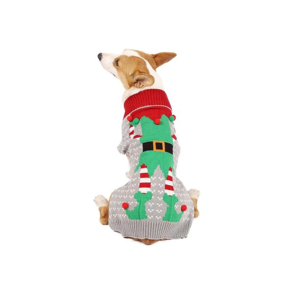 Cartoon Christmas Elf Sweaters for Dogs and Cats, Warm Acrylic Fabric Outfits