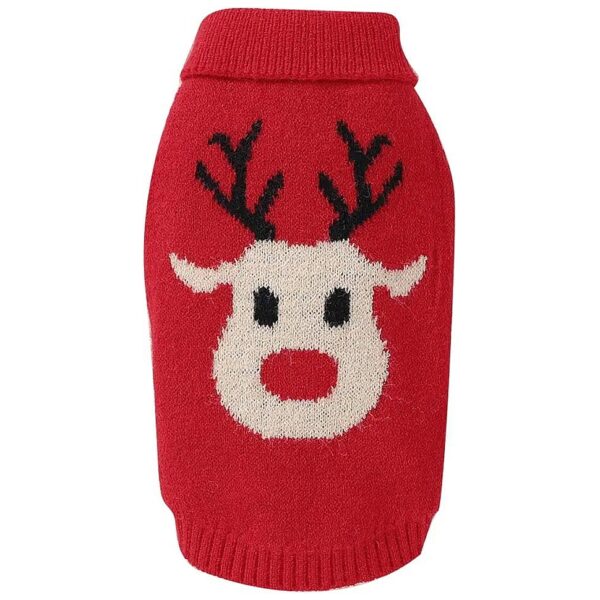 Cartoon Reindeer Knitwear Dog Sweaters for Christmas Pet and Kitten Winter Wear