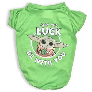 Cartoon Star Wars Grogu May The Luck Be with You Dog Shirt for St Patrick's Day