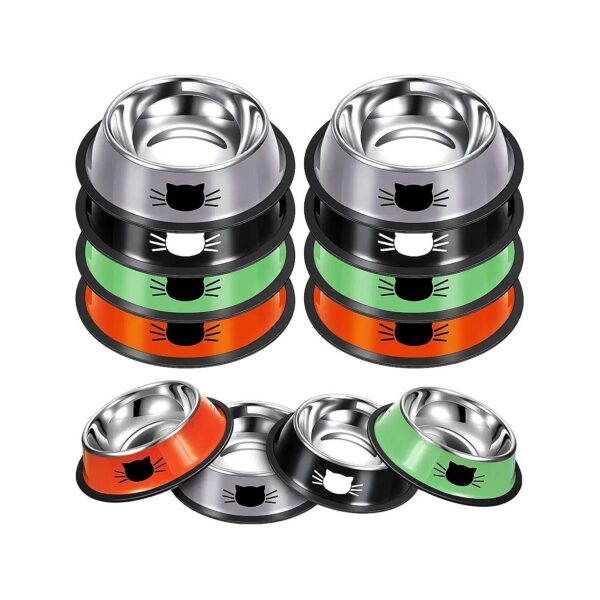 Cat Bowls Stainless Steel Small Pet Food and Water Bowls with Removable Rubber Fastener