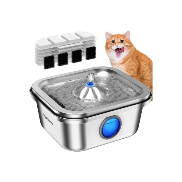 Cat Drinking Fountain with Water Level Window and 6 Replacement Filters