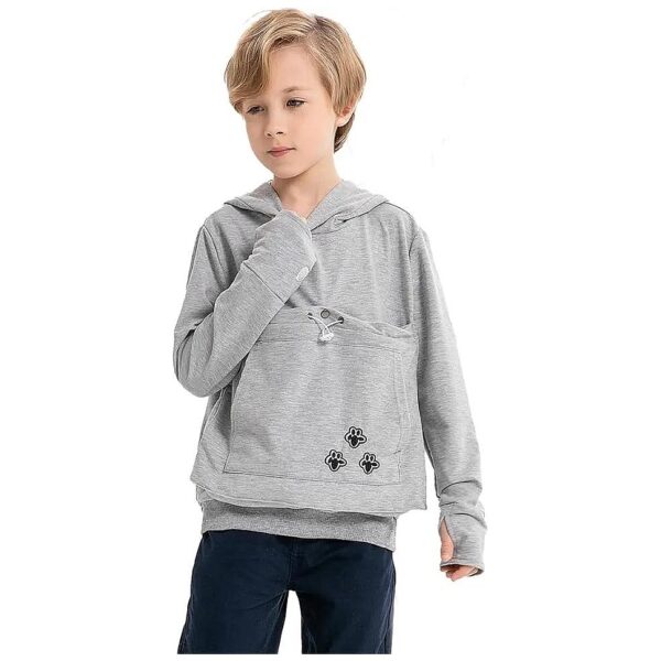 Cat Ear Pullover Tops for Boys and Girls with Pet Carrier Pocket