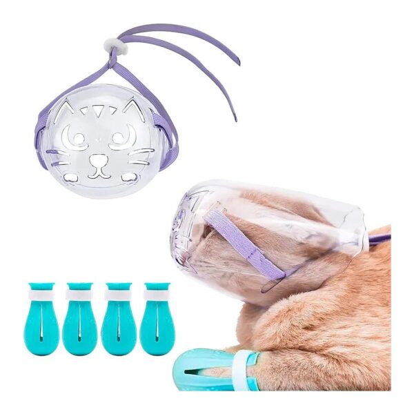 Cat Grooming Muzzle with Adjustable Hood and Breathable Design for Comfortable Use