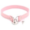 Cat Kitty Lolita Collar Necklace Velvet PU Leather Silver Heart Padlock