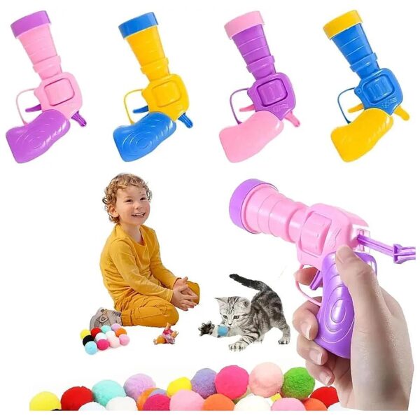 Cat Toy Launcher and 100 Colorful Plush Balls for Home Play