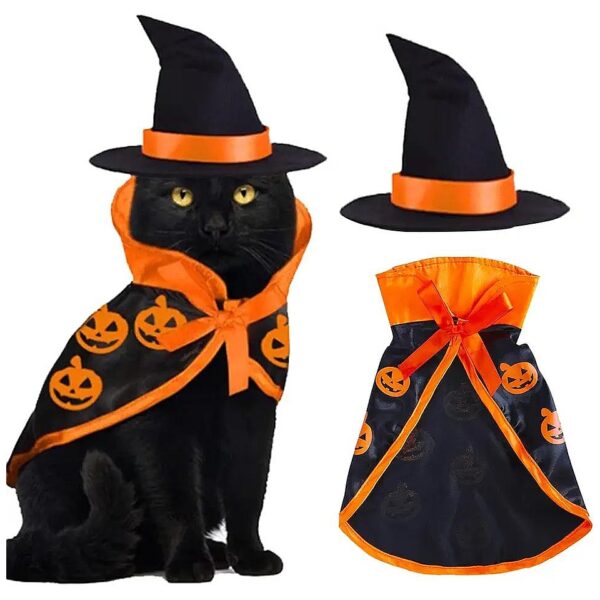 Cat Wizard Clothes Dark Polyester Cape Halloween Costume for Cats and Puppies