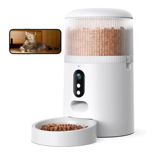 Cat and Dog Feeder with Night Vision Camera, Motion Alerts, and 2-Way Audio