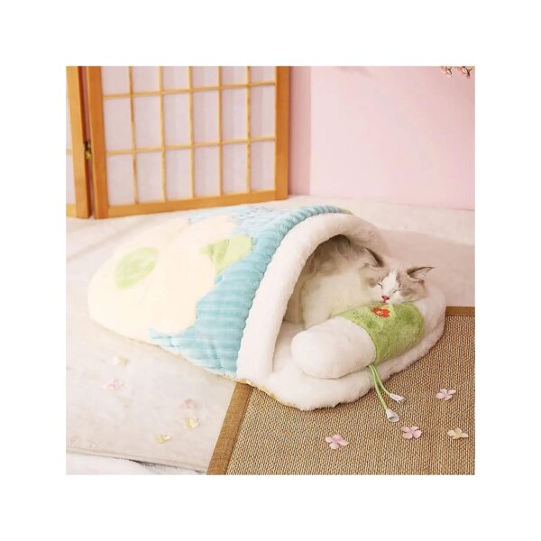 Cat and Dog Sleeping Bag with Soft Quilt and Pillow for Warm and Cozy Slumber