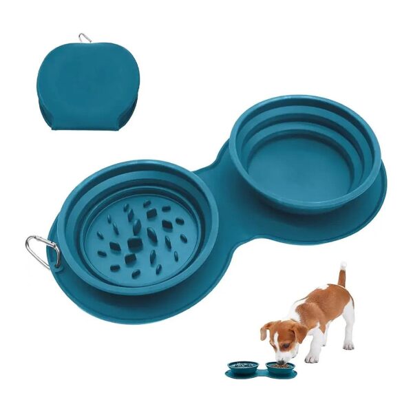 Cat and Dog Travel Bowls for Multiple Pets with Non-Skid Silicone Mat and Compact Design