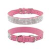 Catching Pink Pet Collar with Rhinestones, Soft Velvet, and Adjustable Buckle