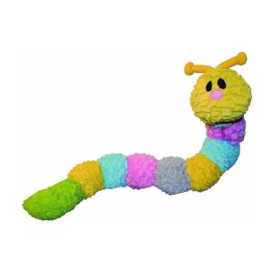 Caterpillar Shaped Plush Toy with Compact Squeakers and One Loud Grunter for Dogs