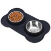 Cats Puppies Small Medium Large Breed Stainless Steel Food Water Bowls with Non Spill Mat