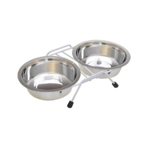 Cats and Small Dogs Raised Double Dish Feeder with 16-Ounce Capacity