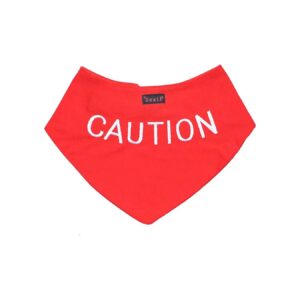 Caution Red Dog Scarf with Durable Embroidered Wording Prevents Accidents