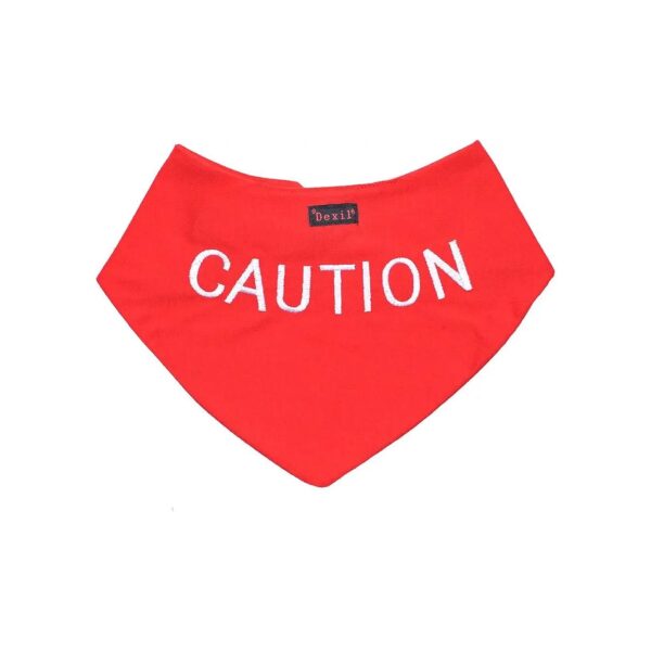 Caution Red Dog Scarf with Durable Embroidered Wording Prevents Accidents