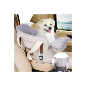 Center Console Dog Car Seat for Small Dogs with Adjustable Straps and Durable Materials