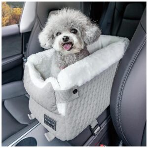 Center Console Dog Car Seat with Adjustable Straps and Comfortable Cushion for Small Dogs