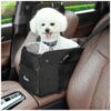 Center Console Dog Car Seat with Soft Plush Pillow and Safety Leash for Small Pets