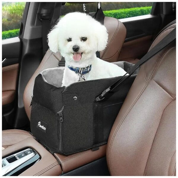 Center Console Dog Car Seat with Soft Plush Pillow and Safety Leash for Small Pets