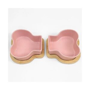 Ceramic Bone Shape Double Dog Feeder Bowl for Mixed Feeding Needs and Easy Cleaning