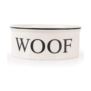 Ceramic Dog Bowl with Bone Pattern and Commemorative Phrases for Medium and Large Breeds