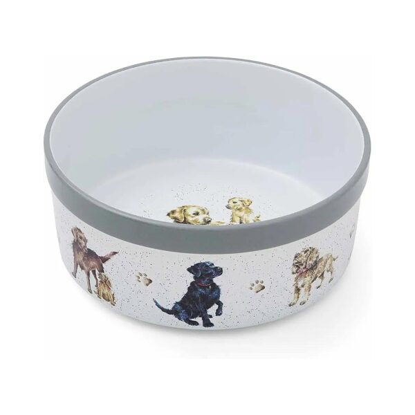 Ceramic Dog Bowl with Multi Coloured Design for Any Dog Size