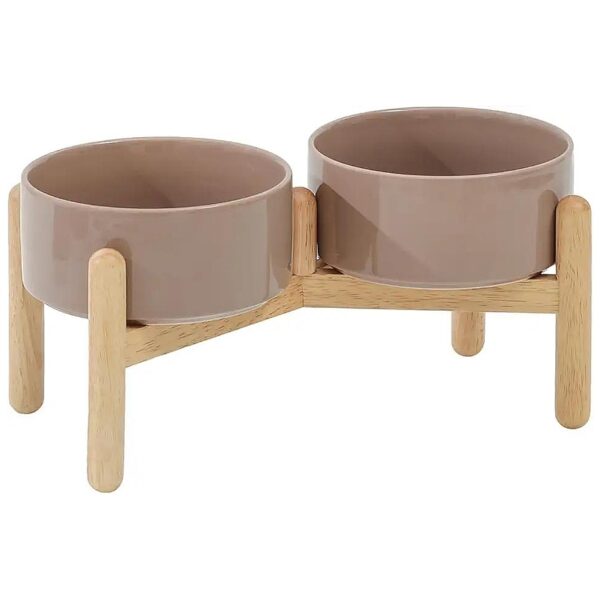 Ceramic Dog Bowl with Stand for Small and Medium Breed Food and Water