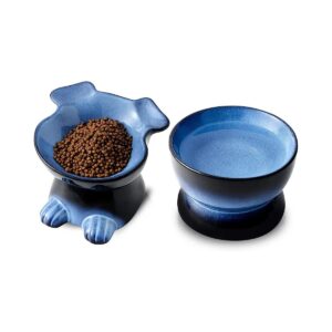 Ceramic Elevated Dog Feeding Bowl Set for Small and Medium Dogs