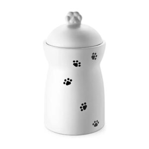 Ceramic Paw Print Cookie Jar for Dog Treats and Human Snacks with Airtight Seal