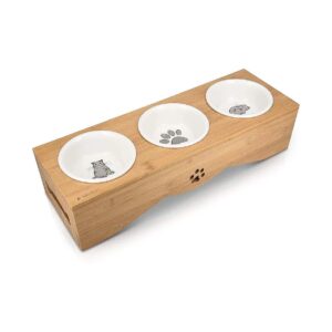 Ceramic Pet Bowls With Bamboo Stand For Healthy Pet Feeding Habits