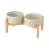 Ceramics Raised Dog Bowls with Wooden Stand for All Breed Sizes Pet