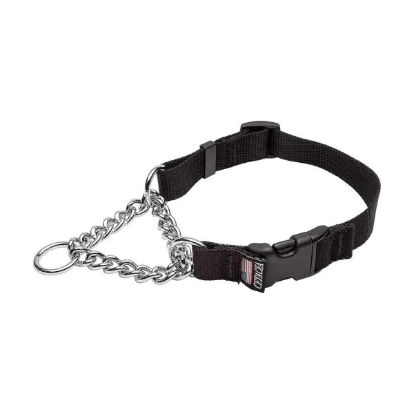 Cetacea Style X-Large Black Martingale Chain Dog Collar with Quick Release