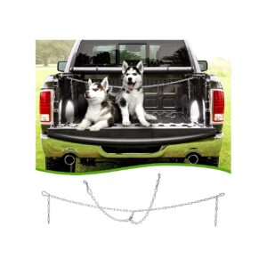 Chain Dog Truck Bed Leash System for Two Dogs with Heavy Duty Connectors