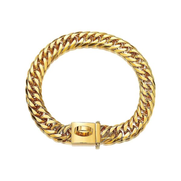 Chain Link Gold Dog Collar with Adjustable Buckle for Small to Large Dogs