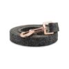 Charcoal Black Tweed Rose Gold Collar and Leash Set with Sturdy Metal Buckles